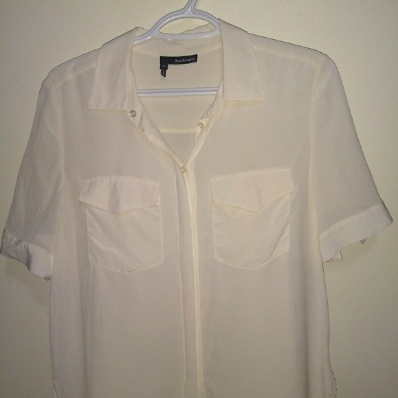 The Kooples Cream Silk Cropped Button Up - Picture 1 of 4